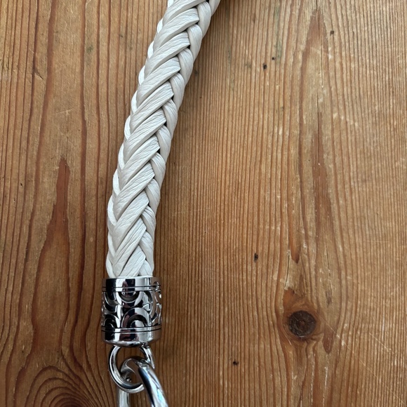 Vintage Brighton Barbados Classic Cream Leather Handbag Purse with Braided Strap - Picture 10 of 11